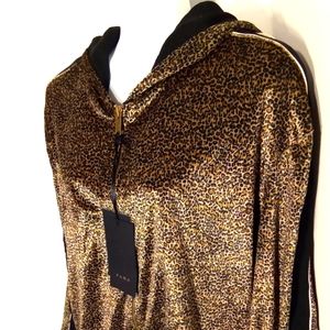 . ZARA leopard animal print zip up hoodie